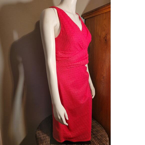 NWT American Living Fuchsia Pink Eyelet Lace Dress Womens 12 Sleeveless Modest - Picture 8 of 10